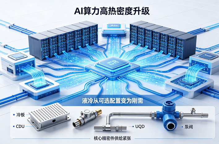 AI 算力进入高热密度时代 液冷成为智算中心必选项 核心精密零部件供给趋紧